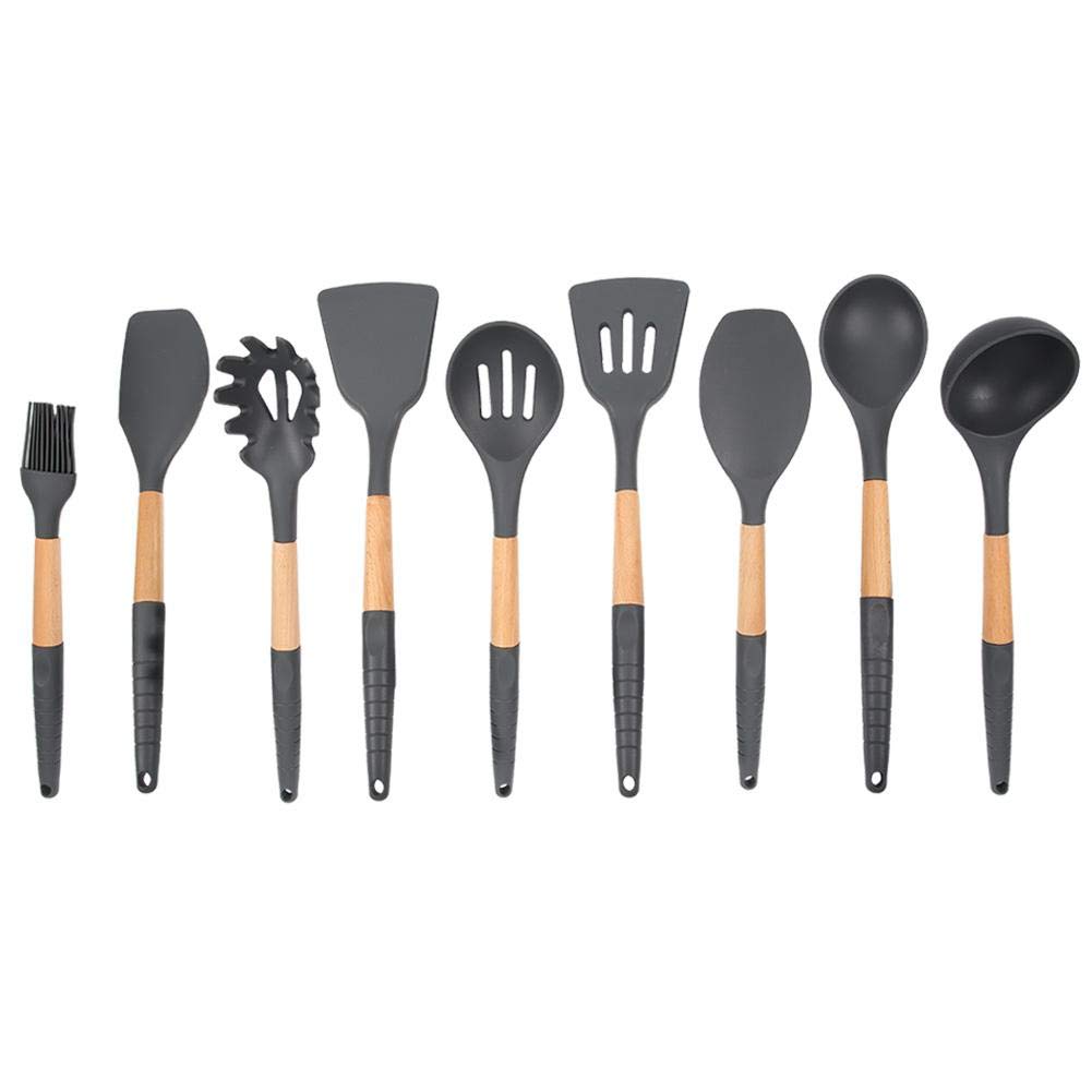 Mootea Cooking Utensils Set,9pcs Silicone Heat Resistant Non-Stick Kitchen Spatula Spoon Cooking Baking Utensils