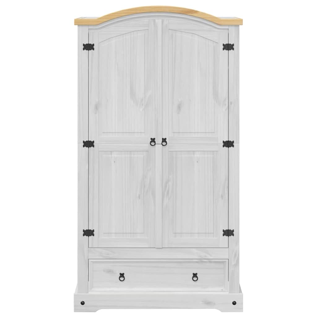 Kleiderschrank, Garderobenschrank mit Stauraum Metallgriff, Hochschrank für Schlafzimmer, Dielenschrank Weiß