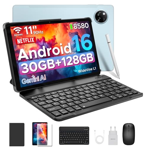 Tab A9 Pro+ Android 16 Tablet mit Tastatur 30GB RAM+128GB ROM(2TB TF) Gemini AI Widevine L1 Gaming Tablets, 8580mAh, Unisoc T7200… – Ansicht 1