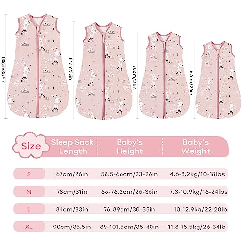 Looxii Baby Sleeping Bag 0.5 TOG 100% Cotton Soft Newborn Sleepsack Unisex Baby Wearable Blanket for Boys and Girls 6-12 Months - Pink - Image 3
