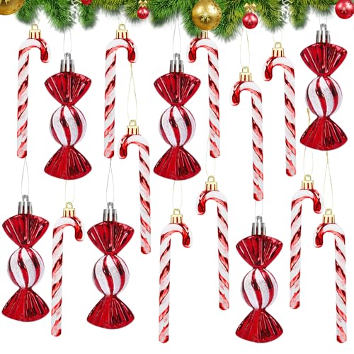 LETTERASHQP Zuckerstangen Deko Rot Weihnachtsbaumschmuck Anhänger...