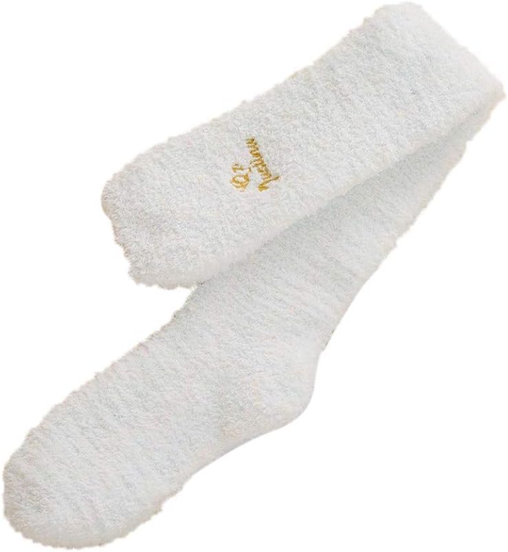 Bobopai Women Teen Girls Over Knee High Fuzzy Socks Embroidery Fluffy Long Stockings (Blue)