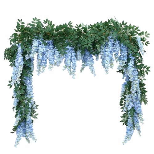 Encrypted Flower Vine Wisteria Artificial Garland Hanging(Blue 2pcs)