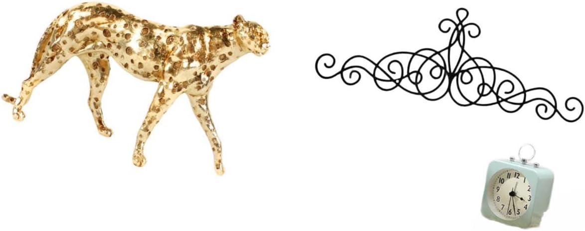 Gold Cheetah Sculpture Table Centerpiece Metal Wall Art Decor Plaque Floral Animal Ornament for Office Home Patio Indoor Outdoor Decor