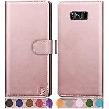 SUANPOT for Samsung Galaxy S8 5.8'(NON S8+ 6.2') with RFID Blocking Leather Wallet case Credit Card Holder, Flip Folio Book Phone case Shockproof Cover Women Men for Samsung S8 case Wallet (Rose Gold)