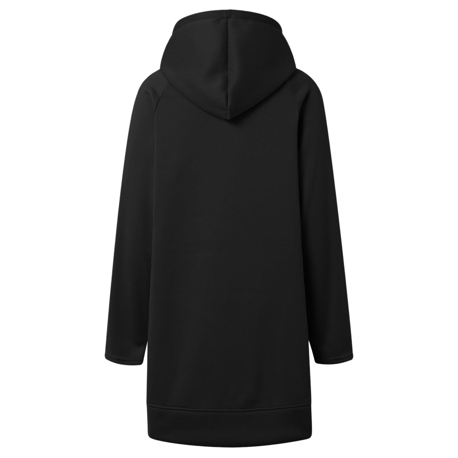 Generisch Vestido largo con capucha para mujer, con cordón, con bolsillo, dobladillo dividido, mangas largas, ajuste cálido, talla grande, diseño moderno