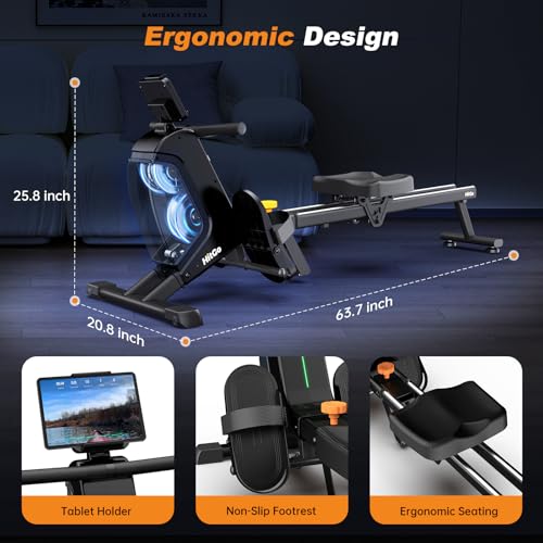 Magnetic Rowing Machine with 32-Level Electromagnetic Resistance, Dual Rail Design, Smart LED Feedback & App Integration, Foldable Quiet Rowing Rower for Home Gym - Image 3