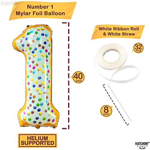 Image of KatchOn Number 1 Donut Balloon 40 Inch Sweet One Birthday Party Decorations | Donut 1 Balloon for First Birthday, Number 1 Balloon, Anniversary Decorations Supplies, 1st birthday decorations Boy, Girl