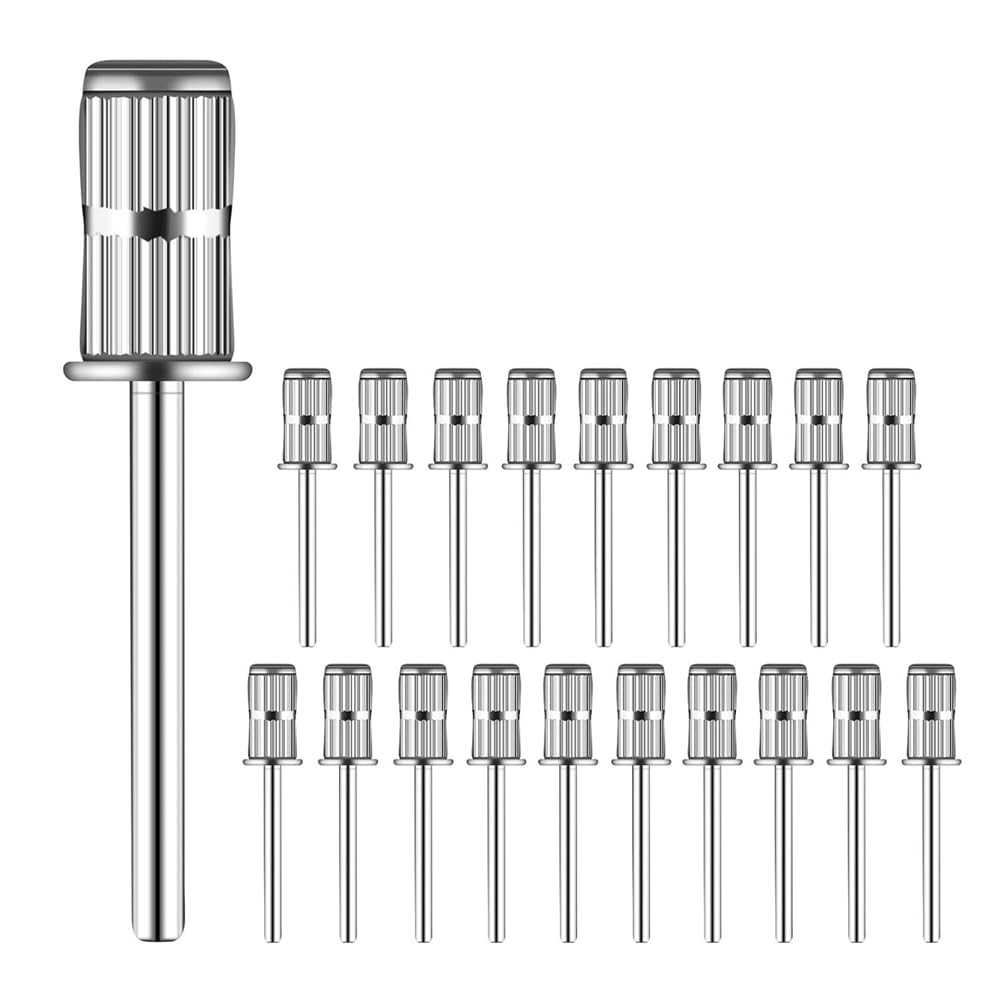 Reeatel Mandrel Nail Drill Bit Set, 20 Pcs 3/32 Inch Sanding Bits for Nail Drill, Replacement Sanding Band Shaft