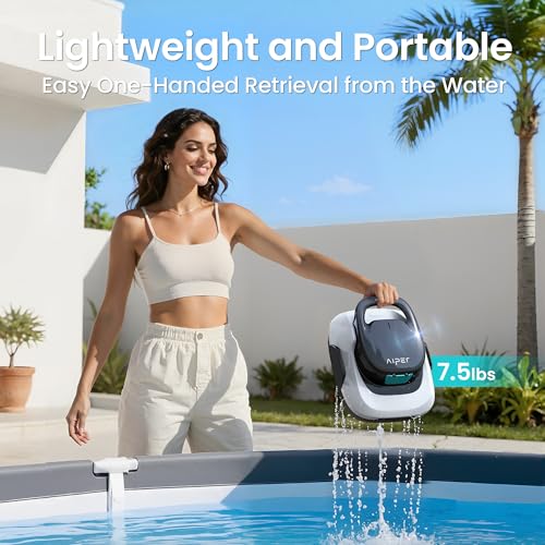 Image of (2026 Upgrade) Aiper Cordless Robotic Pool Cleaner, Dual-Cleaning Modes with 1820GPH Suction, 100-Min Runtime, Pool Vacuum for Above Ground Pools up to 860 Sq.ft, Snow White & Cyan