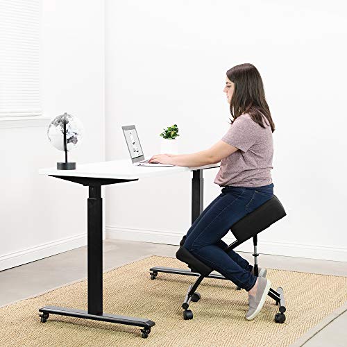 Vivo Kneeling Chair With Wheels, Adjustable Ergonomic Stool For Home And Office, Mobile Angled Posture Seat, Steel Frame & Black Cushions, Chair-K05B #TOP1