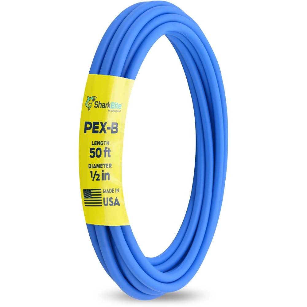 SharkBite 1/2 Inch x 50 Feet Blue PEX-B, Made in the USA, Flexible Water Pipe Tubing for Plumbing, U860B50