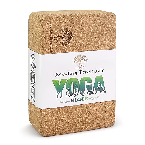Cork Yoga Block Sustainable Cork with Non-Slip Surface Sustainable Exercise Accessory for Yoga Pilates and General Fitness