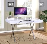 Kings Brand Furniture Contemporary Style Home & Office Desk, White/Chrome