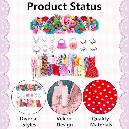 Image of 32 Pieces Doll Dress Up Collection for Creative Play, Barbie Doll Set，Doll Dress，Barbie Doll Set with Fashion Clothes, Includes Dresses and Accessories for Barbie Dolls Wardrobe