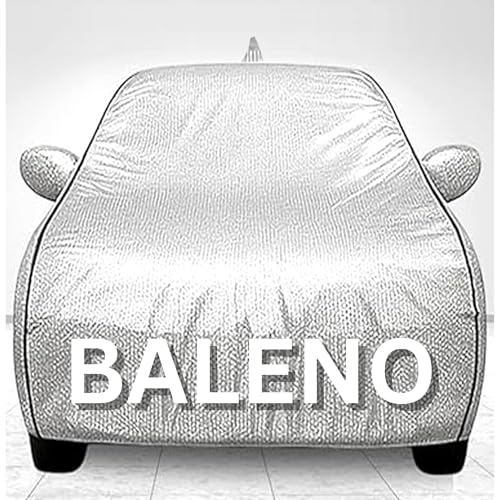Image of 100% Waterproof Car Cover for Baleno UV Protection, Dustproof, Windproof | Custom Fit with Mirror Pockets, Belt & Buckle | All Weather Outdoor Body Cover (Grey)