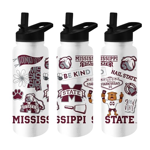 Image of Logo Brands NCAA Native 34 oz Quencher Water Bottle - | Local Icons Design | Double-Wall Insulated| Leak-Proof Lid & Built-In Straw