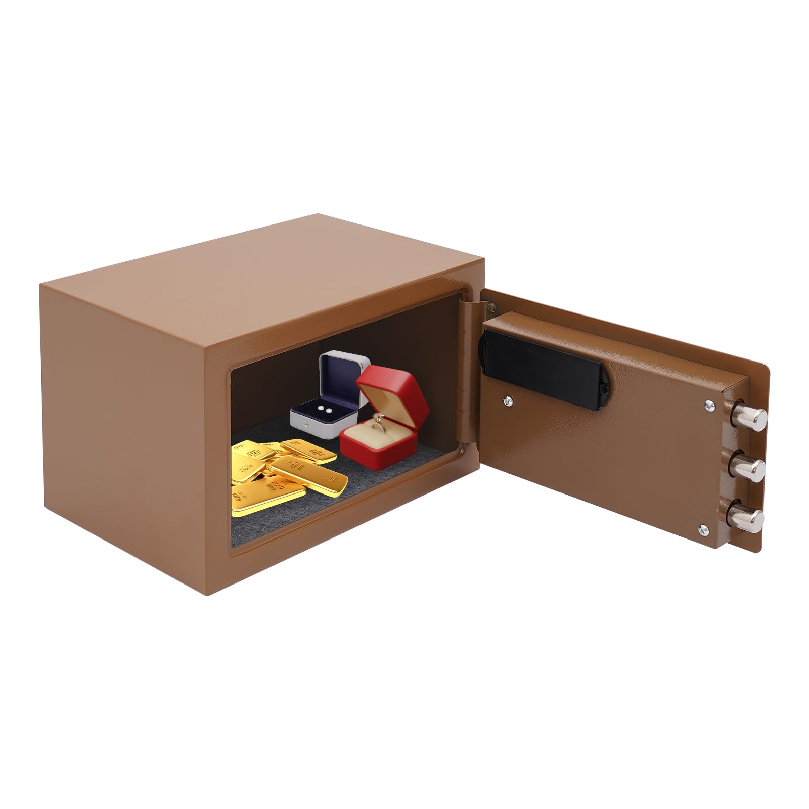 Caja fuerte digital 31 x 20 x 20 cm acero caja fuerte con código numérico llave alarma (café)