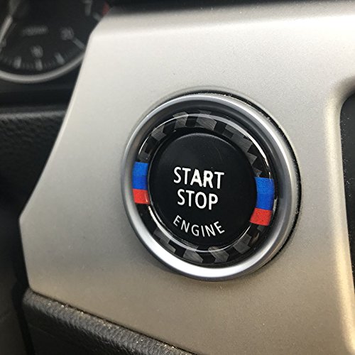 Capa de acabamento para botão Start/Stop BMW Série 3 E90 E92 E93 em fibra de carbono Style A Fobren