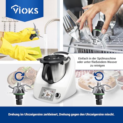 VIOKS Messer Ersatz für Vоrwerk Thеrmomix TM5 Messer - Ersatzmesser aus Edelstahl SUS420 Zubehör für TM5 Küchenmaschine