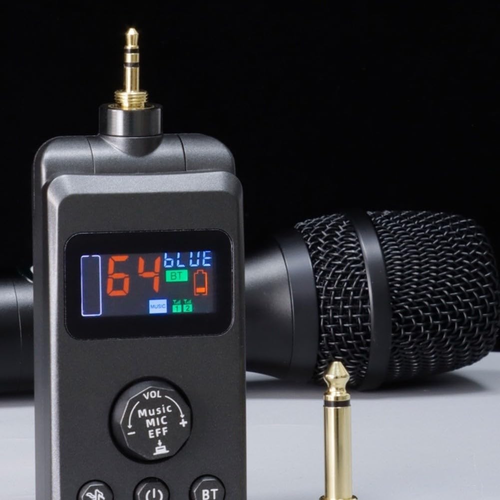Set di microfoni wireless per karaoke con dsp anti-fischio, microfono in lega di alluminio per feste a casa, spettacoli sul palco, confezione da 2, grigio