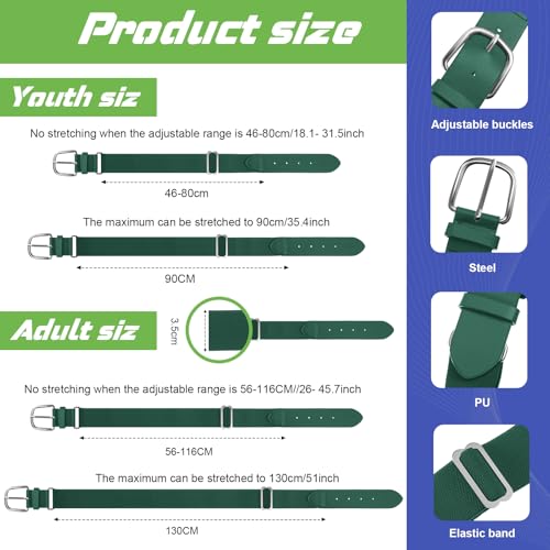 Image of Hercicy 12 Pcs Baseball Belts Softball Belts Bulk for Adult and Youth Adjustable