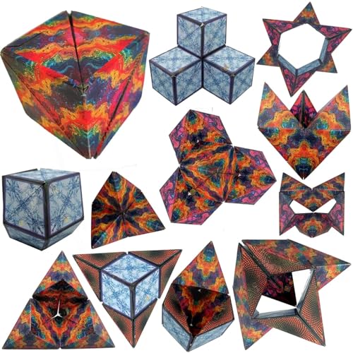 Image of Magic Cube's Shape Shifting Puzzle Box - Magnetic Cubes Puzzle Fun Cubes - Fidget Cubes Mind-Challenging Fun Game Magnetic Cube Transforms Into Over 70+ Shapes for Kids, Teens, and Adults (Medium)