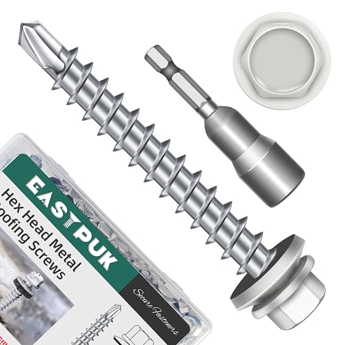 Vis autoforeuses pour toiture en métal blanches avec rondelle EPDM anti-infiltration