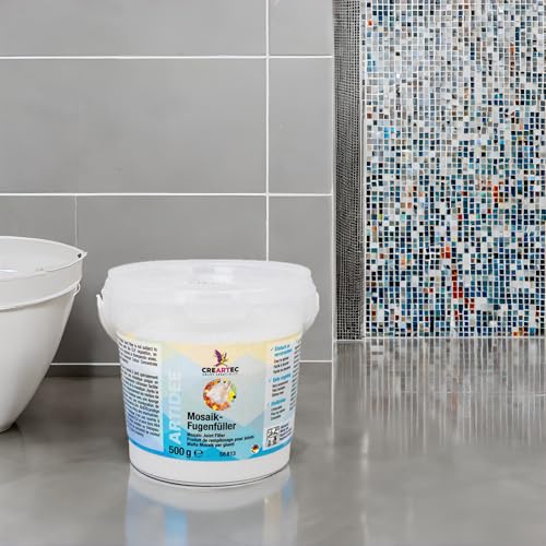 CREARTEC - Mosaik-Fugenfüller –Farbe: Weiß - für alle Untergründe geeignet - einfache Verarbeitung - für die professionelle und kreative Gestaltung von Mosaiken - 500g - Made in Germany