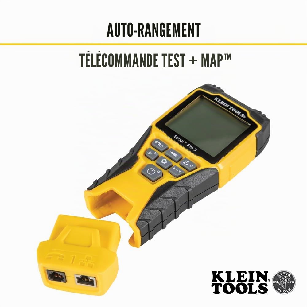 Klein Tools Scout® Pro 3 VDV501-851E Kit de testeur de câble Ethernet avec identification à distance pour RJ45, RJ11, coaxial, avec adaptateur de câble et 5 unités à distance, test réseau et