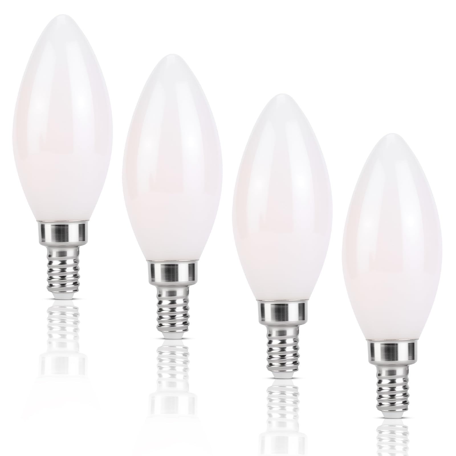 KINUR Candelabra Light Bulbs 40 watt Equivalent 4W 2700K E12 Ceiling Fan Light Bulbs Small Base LED Non-Dimmable 4Pack