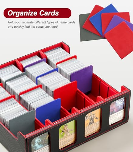 Image of TiMOVO Trading Card Dividers for Commander Deck Boxes with Built-in Slots, 12 PCS Card Supporters Separator for MTG TCG Sports Cards Organizer Box, 2.91x3.35in, Red