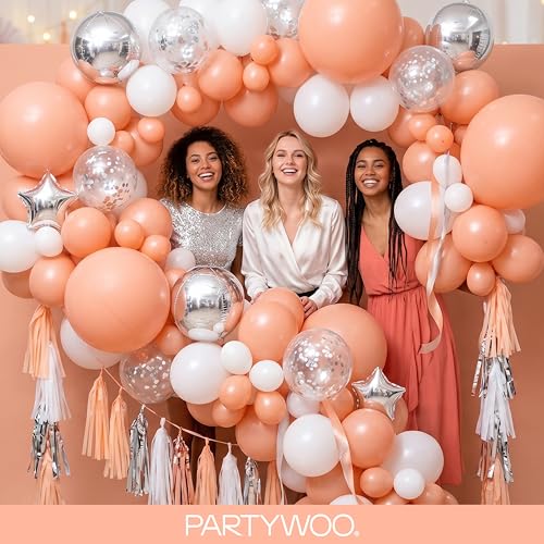 Image of PartyWoo Peach Balloons 140pcs Different Sizes of 18 12 10 5 Inch Light Orange Blush Pink Latex Balloon Arch Kit for Wedding Bridal Shower Baby Shower Birthday Party Decorations Orange-Y21