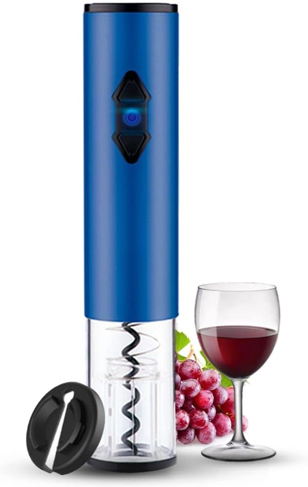 Automatic Corkscrew Opener, 8.9 x 1.9 x 1.9 inch Electric Wine Bottle Openers Set Battery Powered Motorized Cordless Puller Combo Red Wine Opener Electric Bottle Opener Wine Gift (Blue)