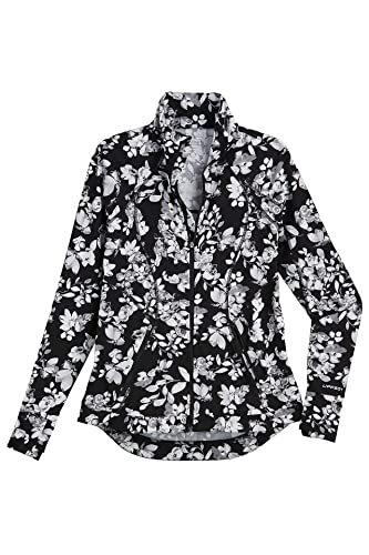 Coolibar Upf 50+ Women's Interval Jacket - Sun Protective (Medium- Black Dynamic Floral) #TOP20