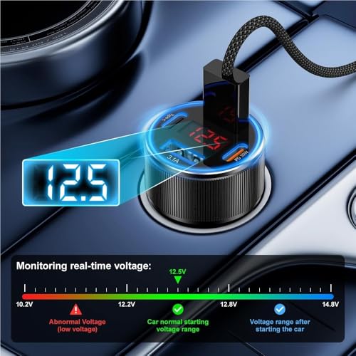 Cable USB PD tipo C con adaptador 6 en 1 para encendedor y pantalla QC de coche 3
