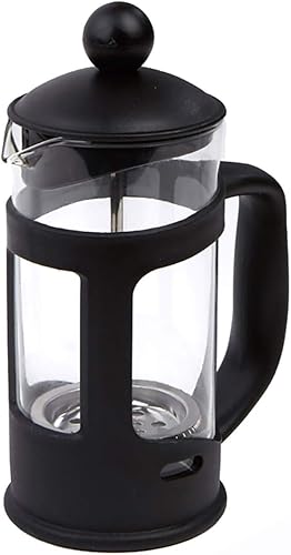 Cafetera de prensa francesa con filtro reutilizable de acero inoxidable, vidrio de borosilicato alto, 12 onzas, color negro