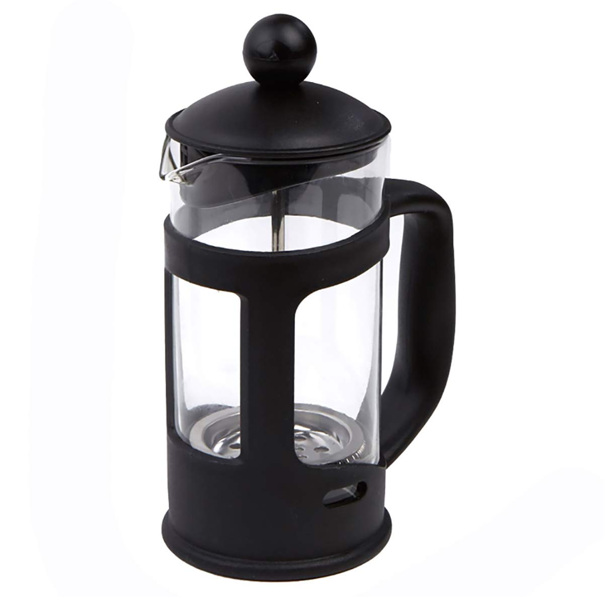 Jacalee French Press Coffee Maker with Reusable Stainless-Steel Filter High Borosilicate Glass 12 Oz Black