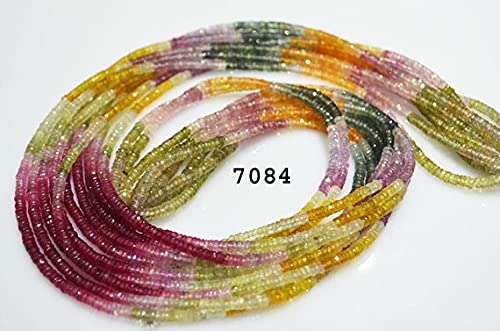 Multi Sapphire Tyre Beads 3-3.50 mm pour création bijoux de 17 pouces