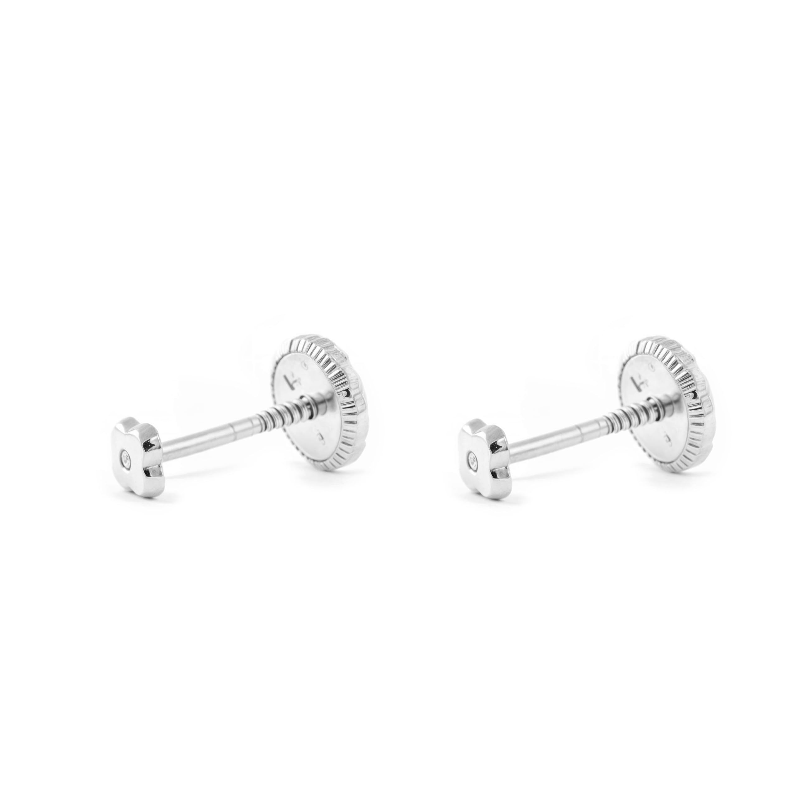 Baby vierblättriges Kleeblatt 3.5 mm Ohrstecker - Weißgold 9 Karat (375) - Geschenkbox - Garantiezertifikat