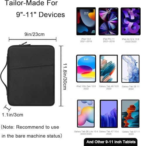 Image of Tablet Sleeve 11 Inch Waterproof Slim Tablet Pouch with Pocket & Zipper Compatible with Tablets or iPad Upto 11 Inch Shockproof, Lightweight Cover Bag Case, Black