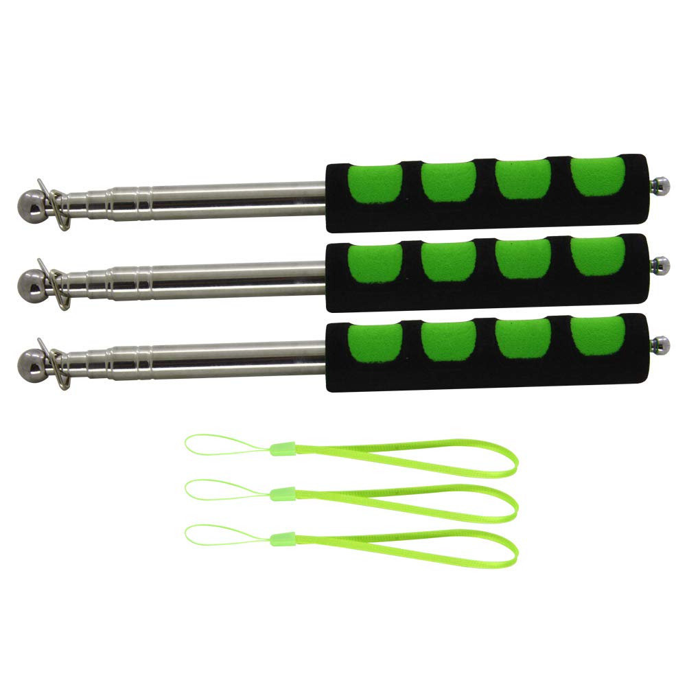 Othmro 3Pcs Hollow Telescopic Teachers Pointer, Teaching Pointer Stick for Classroom, Metal Hand Retractable Pointer Extended Length 39.4 inch, Handheld Presenter Whiteboard Pointer (Green)