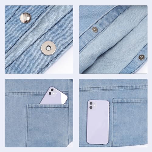 Image of Denim Shoulder Bag - Women's Retro Large Canvas Crossbody Tote Bag, Casual Style Lightweight