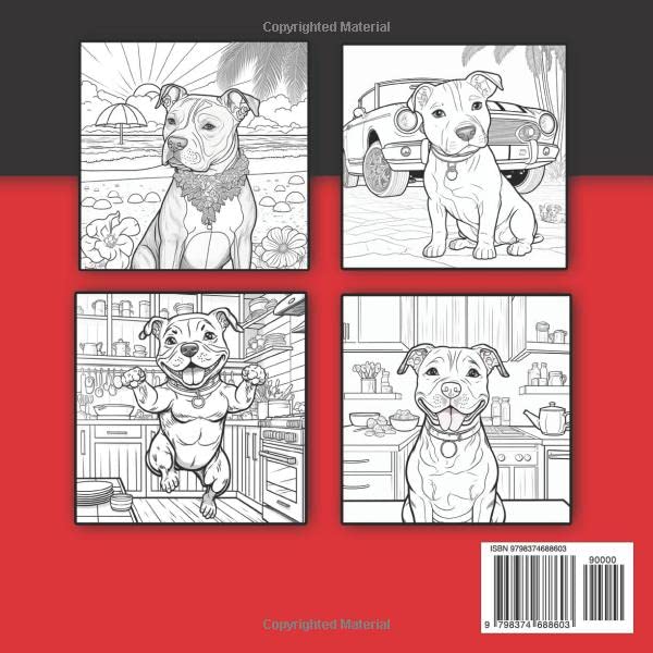 Pitbull Coloring Book: Pit Bull Dog Coloring Book For Adults, Pitbull Owners, Pibble Moms and Dads or Teens - Fun and Cute Colouring Pages With Pitbull Dogs image 3