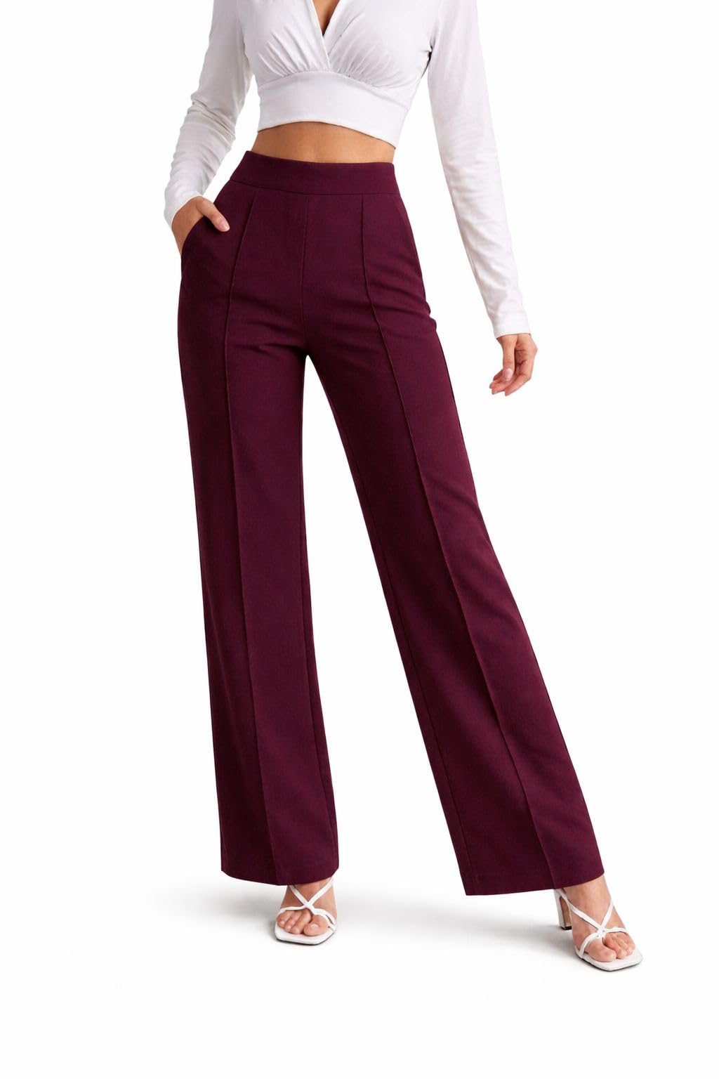 Stylish Poly Blend Bell Bottom Casual Trousers Pant for Women-image-20