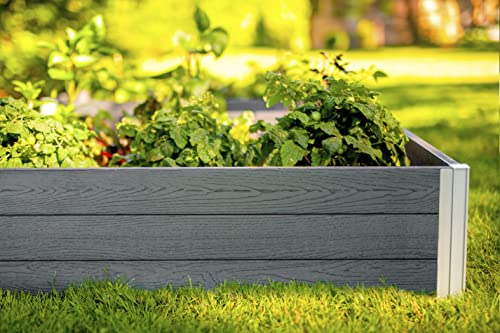 Vita Urbana 4 Foot X 4 Foot X 11 Inch Embossed Vinyl Modular Garden Bed, Slate Gray, Grey, Woodgrain, Pvc, Bpa And Pthalate Free, Vt17600 #TOP5