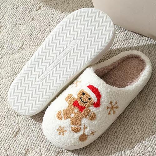 FOCUSIN Christmas Reindeer Slippers House Shoes for Women Fluffy Soft Cozy Bedroom Cartoon Plush Cute Slippers for Indoor Outdoor Use2