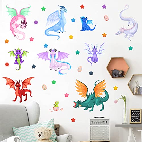 Vinilos decorativos dragón hada con estrellas para pared miniatura 6