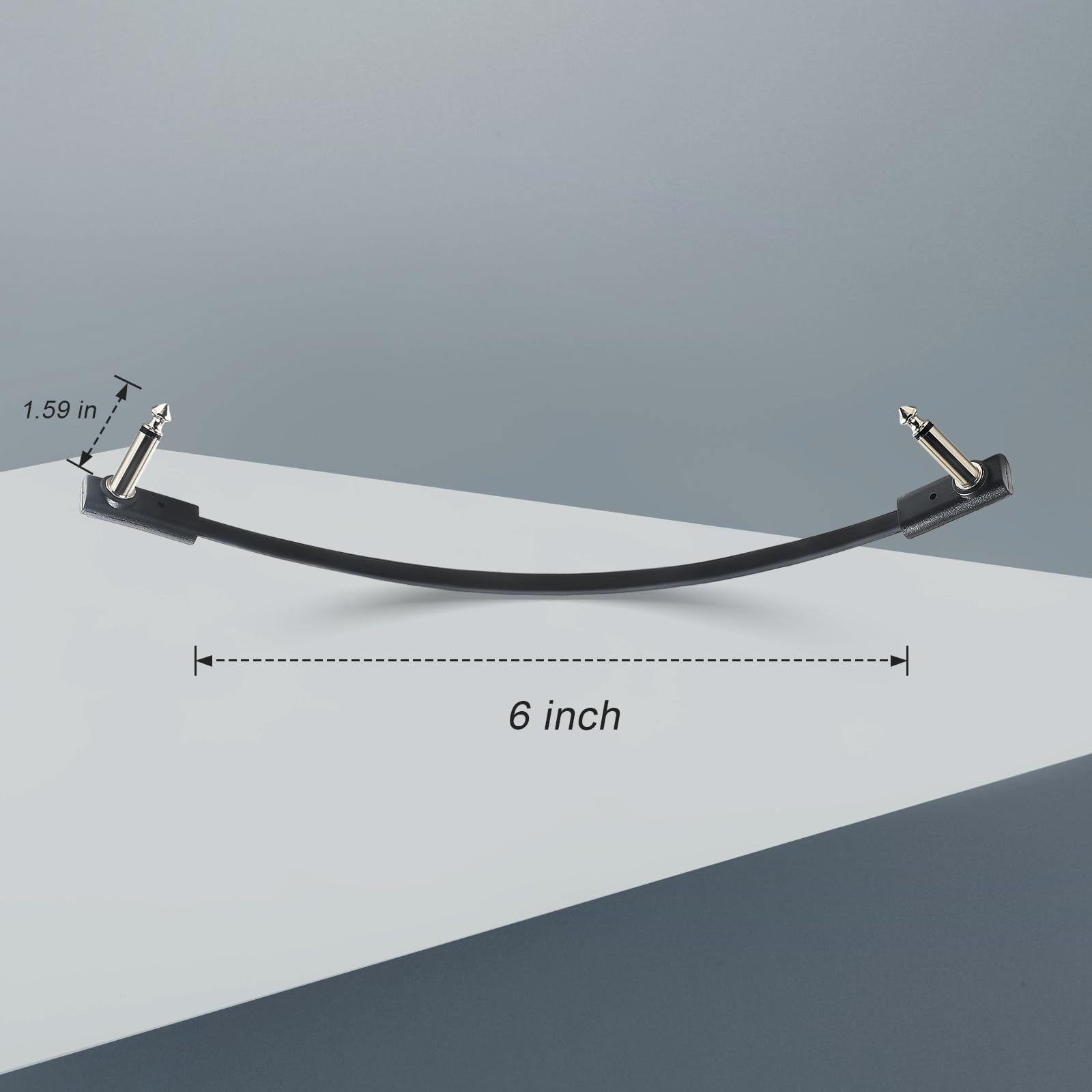 Flaches Patchkabel für Gitarren-Effektpedale, 15,2 cm, platzsparend, klarer Klang, 6,35 mm TS rechtwinklig, 6 Packungen