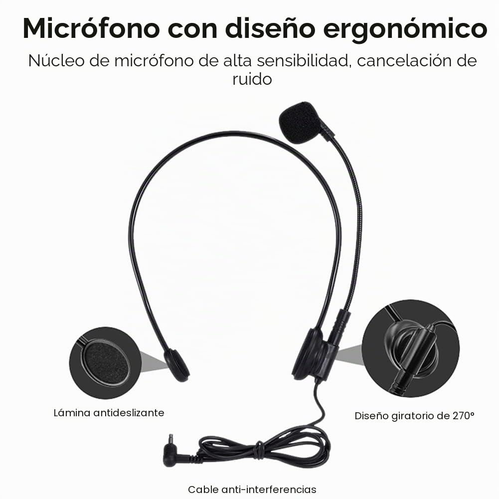 Shidu Amplificador de Voz con micrófono portatil Profesional Mini amplificadores de Voz 30W batería Recargable Sistema de megafonía con micrófonos para Profesores, aulas, reuniones y Exteriores